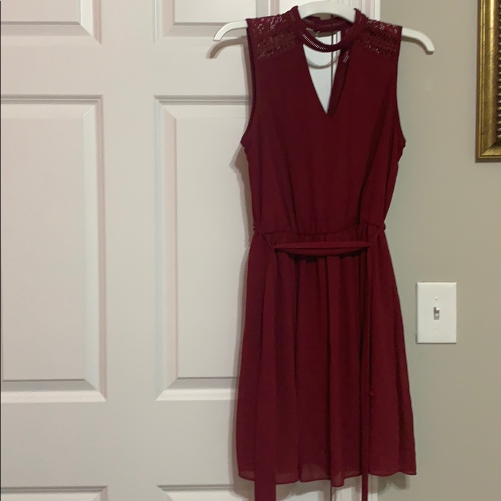 Maroon Knee Length Dress